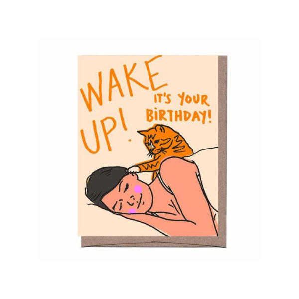 Wake Up Cat Birthday Card La Familia Green Cards - Birthday