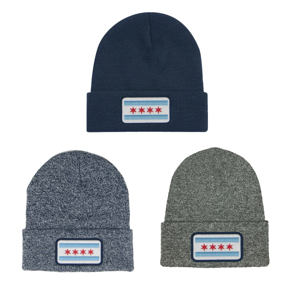 Chicago Flag Marled Cuff Adult Beanie League Legacy Apparel & Accessories - Winter - Adult - Hats
