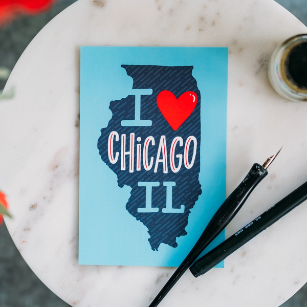 I Heart Chicago, IL Postcard Lettering Works Cards - Post Card