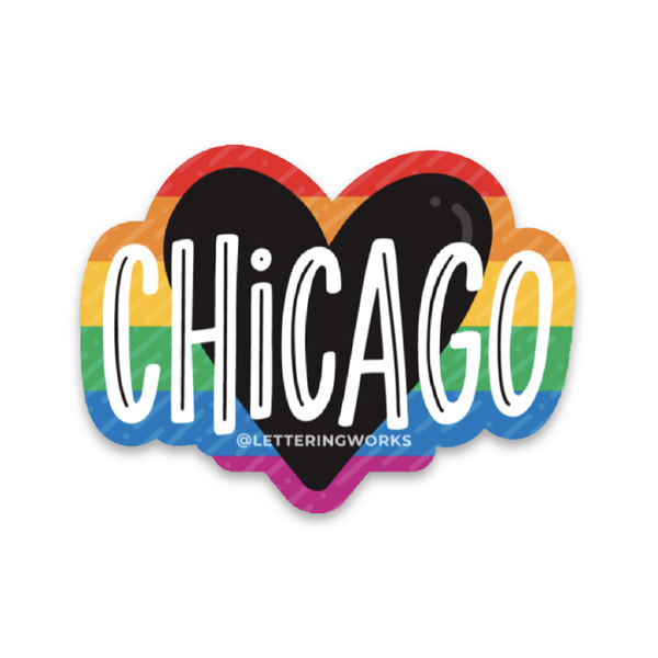 Chicago Heart Pride Sticker Lettering Works Impulse - Stickers