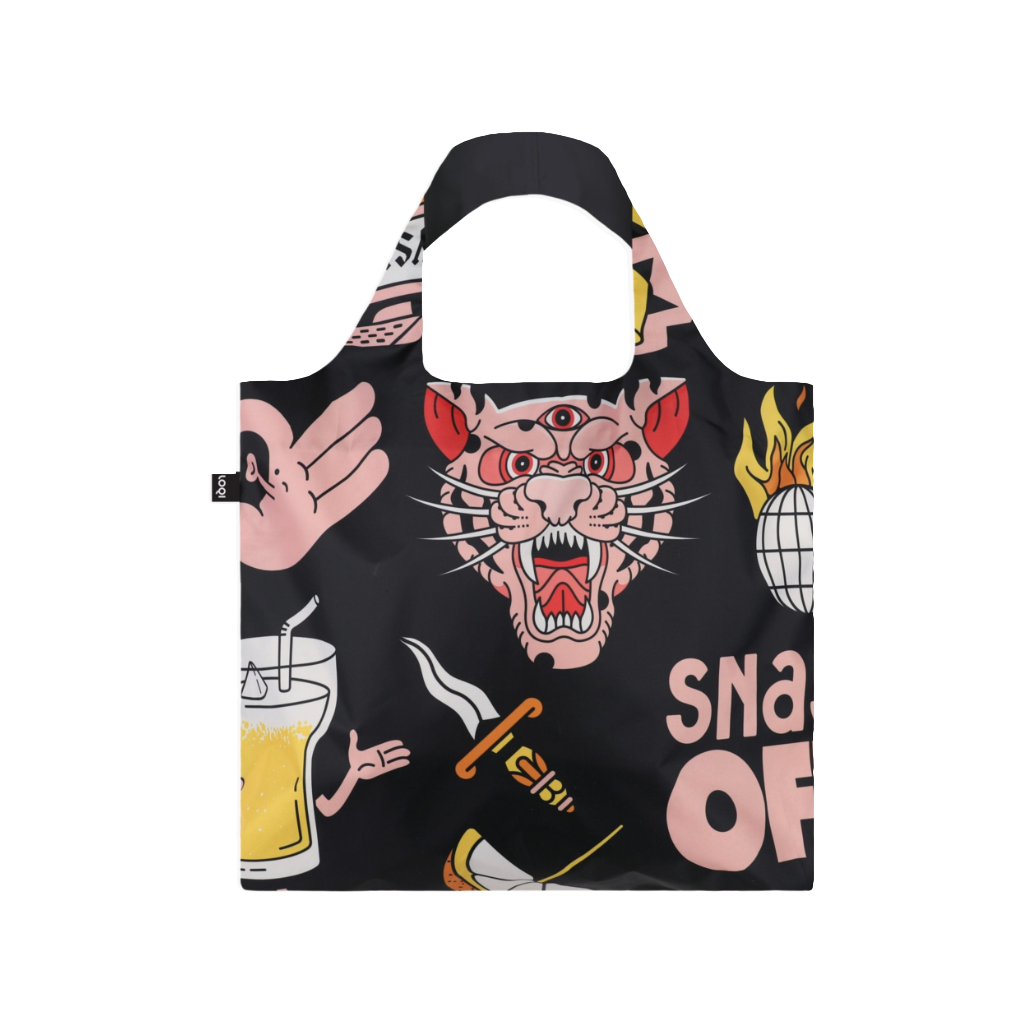 SNASK-Tiger Snake Beer Black Reusable Tote Bag - Artist Collection Loqi Apparel & Accessories - Bags - Reusable Shoppers & Tote Bags
