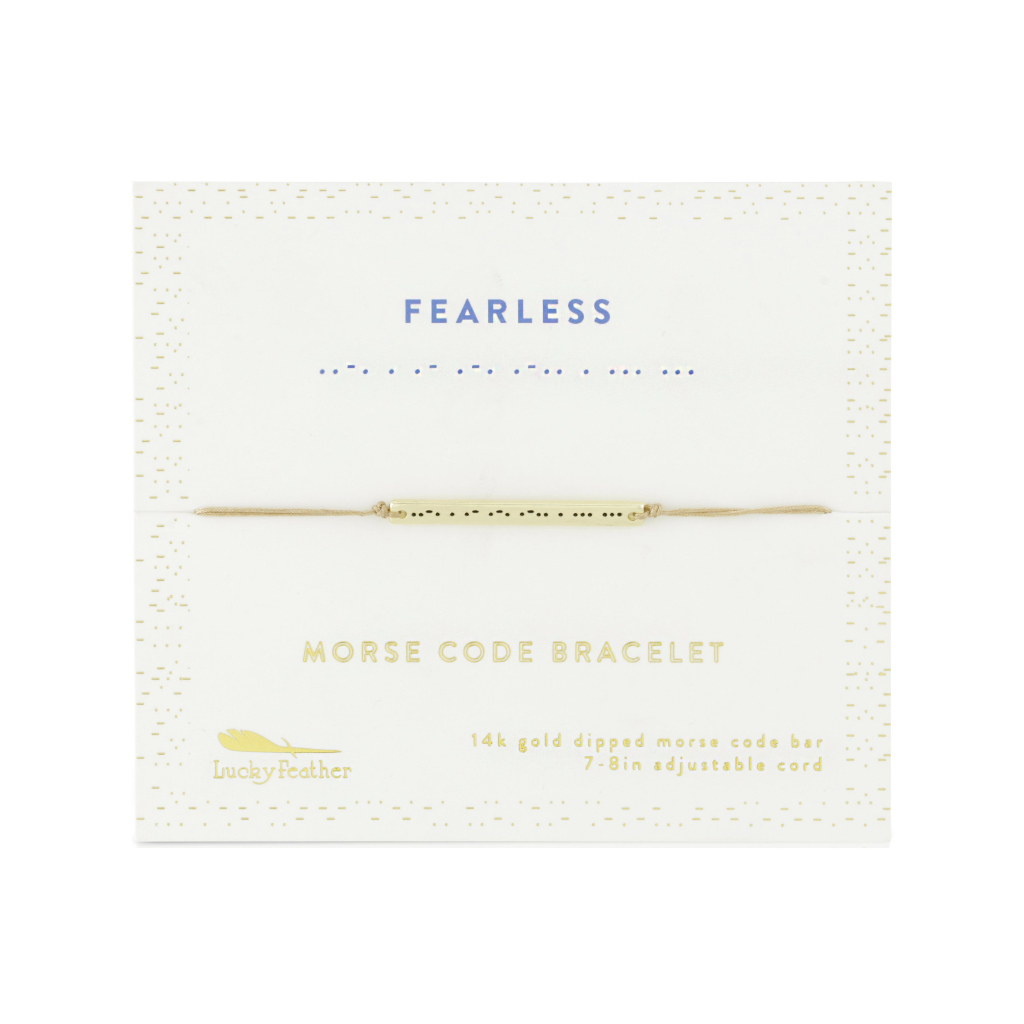 Lucky Feather Morse Code Fearless Bracelet