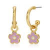 BLOSSOM AND BLOOM - FLOWER HOOPS - GOLD Splendid Drop Hoop Earrings - Single Set Lucky Feather Jewelry - Earrings