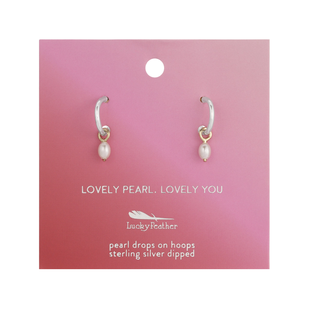 LOVELY PEARL - SILVER Splendid Earrings - Single Set Lucky Feather Jewelry - Earrings