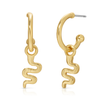 OH SO CHARMING - SNAKE HOOPS - GOLD Splendid Drop Hoop Earrings - Single Set Lucky Feather Jewelry - Earrings