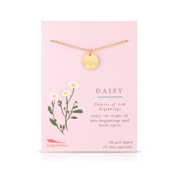 Lucky Feather Botanical Necklace - Daisy Flower of New Beginnings Lucky Feather Jewelry - Necklaces