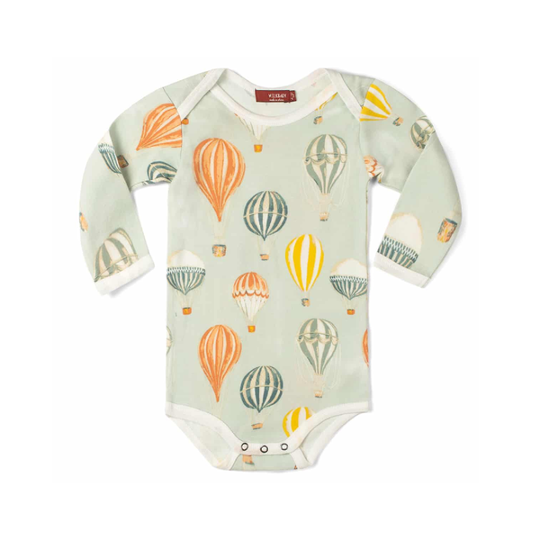 3-6M Organic Cotton Long Sleeve One Piece - Vintage Balloons Milkbarn Kids Apparel & Accessories - Clothing - Baby & Toddler - One-Pieces & Onesies
