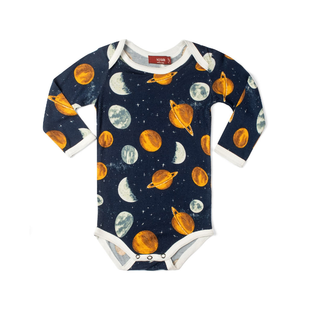Bamboo Long Sleeve One Piece - Planets Milkbarn Kids Apparel & Accessories - Clothing - Baby & Toddler - One-Pieces & Onesies