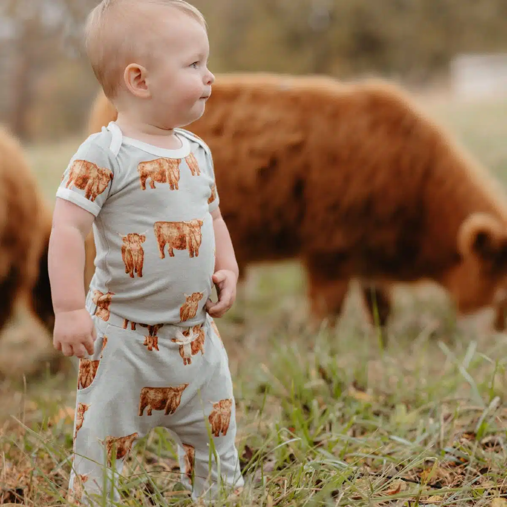 Short Sleeve One Piece - Bamboo - Highland Cow Milkbarn Kids Apparel & Accessories - Clothing - Baby & Toddler - One-Pieces & Onesies