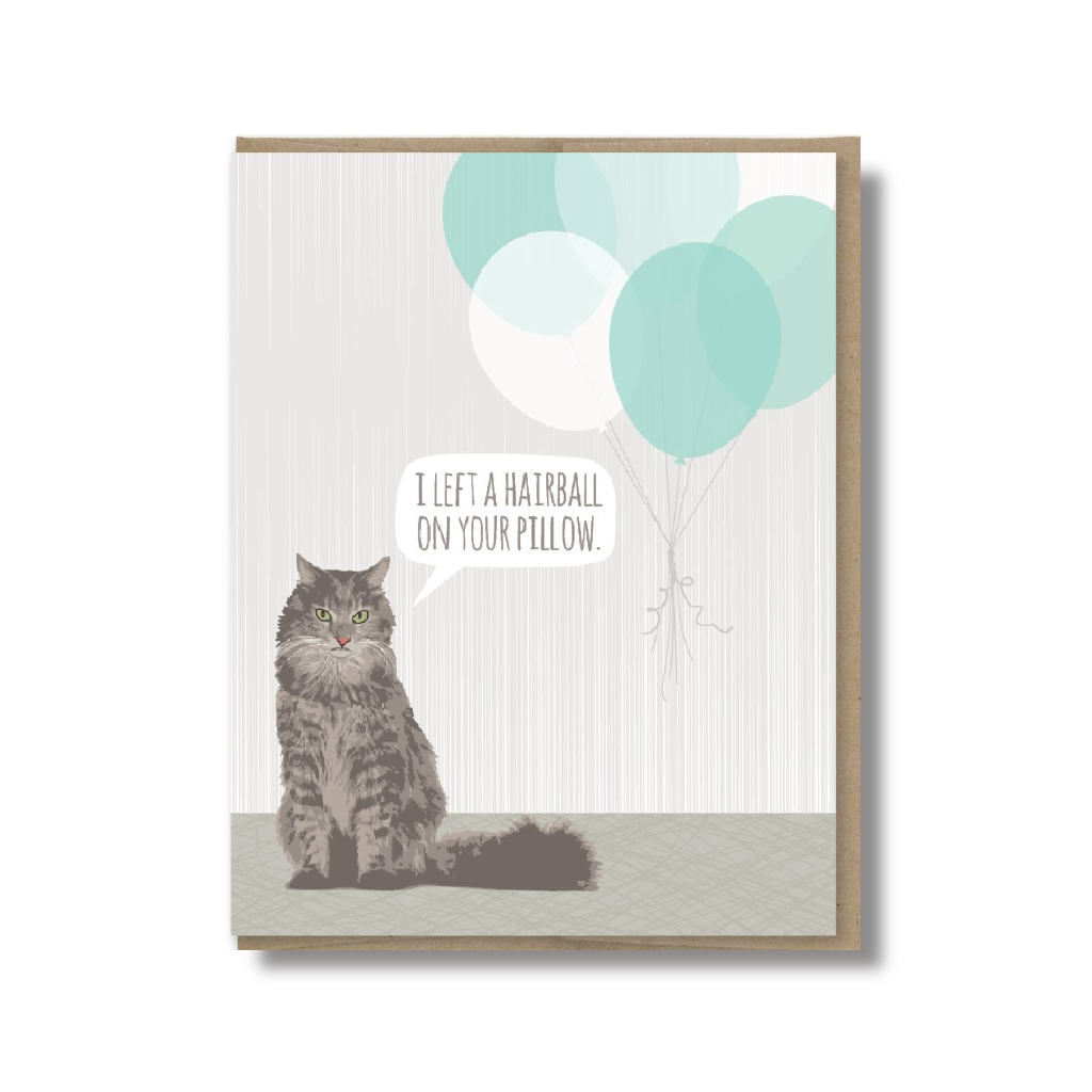 Hairball Cat Birthday Card Modern Printed Matter Cards - Birthday