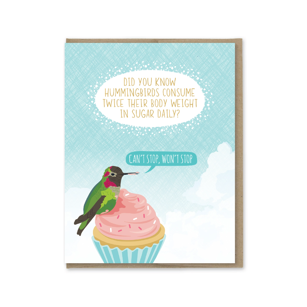 Hummingbird Sugar Birthday Card Modern Printed Matter Cards - Birthday