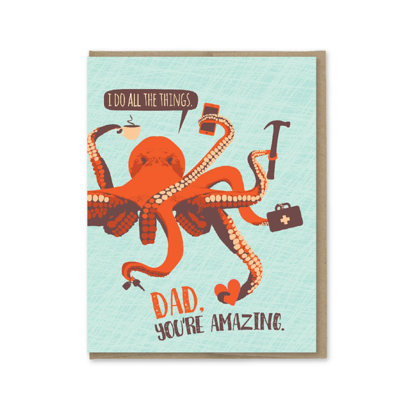 Do All The Things Octopus Father's Day Card Modern Printed Matter Cards - Father's Day