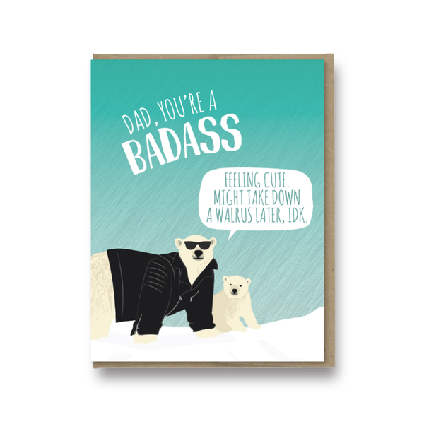 Father's Day Bad*ss Polar Bear Card Modern Printed Matter Cards - Father's Day