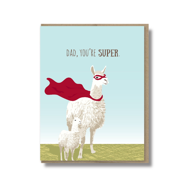 Super Llama Father's Day Card Modern Printed Matter Cards - Father's Day