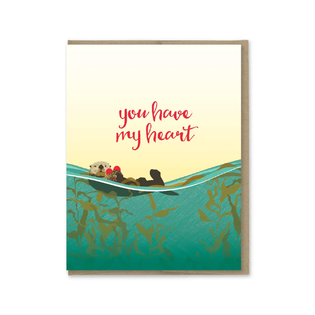 MPM CARD LOVE YOU HAVE MY HEART SEA OTTER Modern Printed Matter Cards - Love