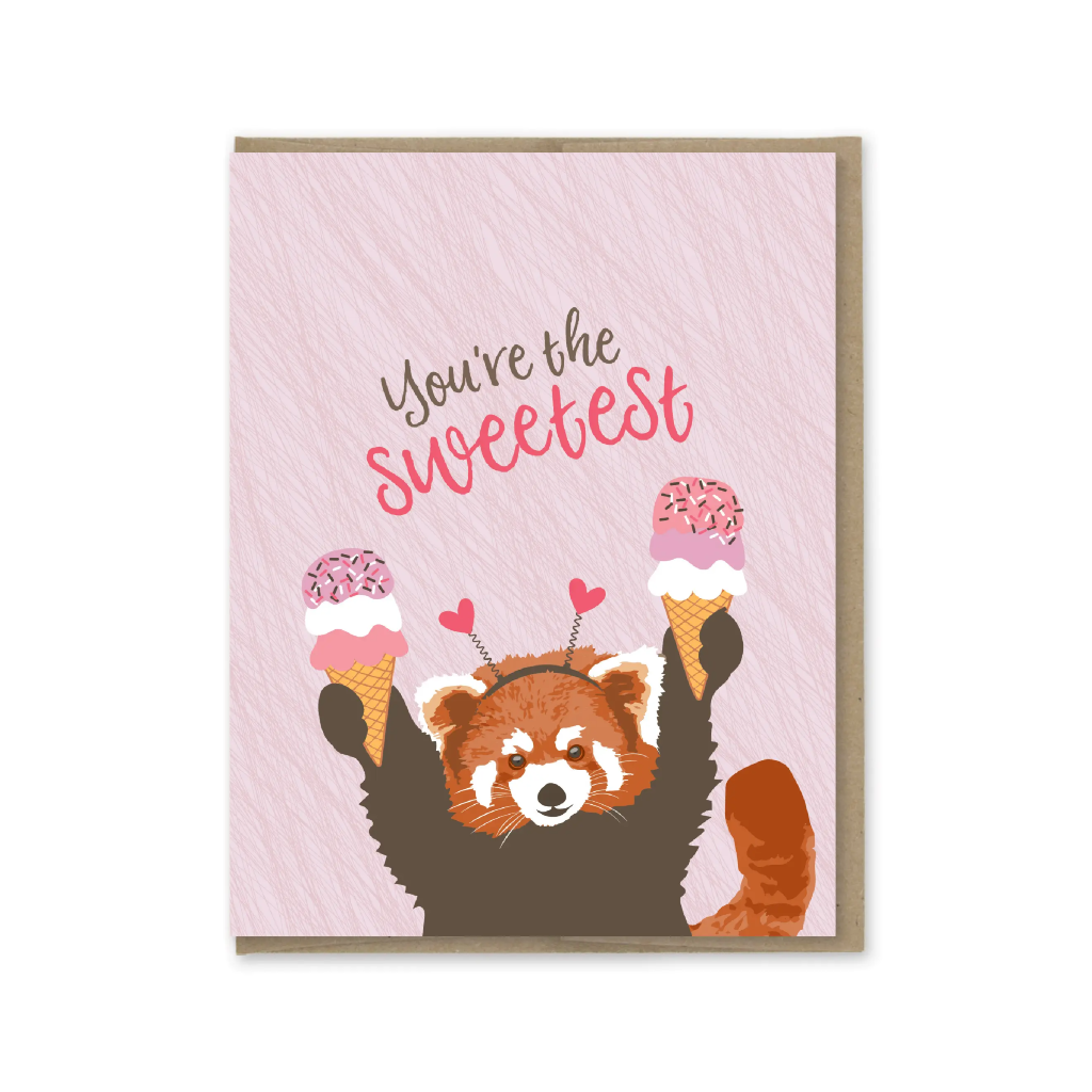 MPM CARD LOVE YOU'RE THE SWEETEST RED PANDA Modern Printed Matter Cards - Love
