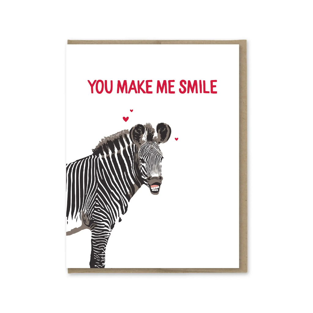 You Make Me Smile Zebra Love Card Modern Printed Matter Cards - Love