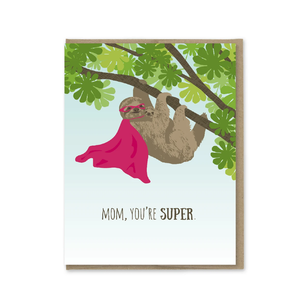 Super Mom Sloth Mother's Day Card Modern Printed Matter Cards - Mother's Day