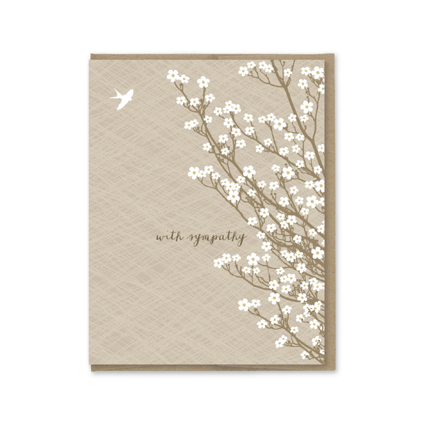 White Tree Blossoms Sympathy Card Modern Printed Matter Cards - Sympathy