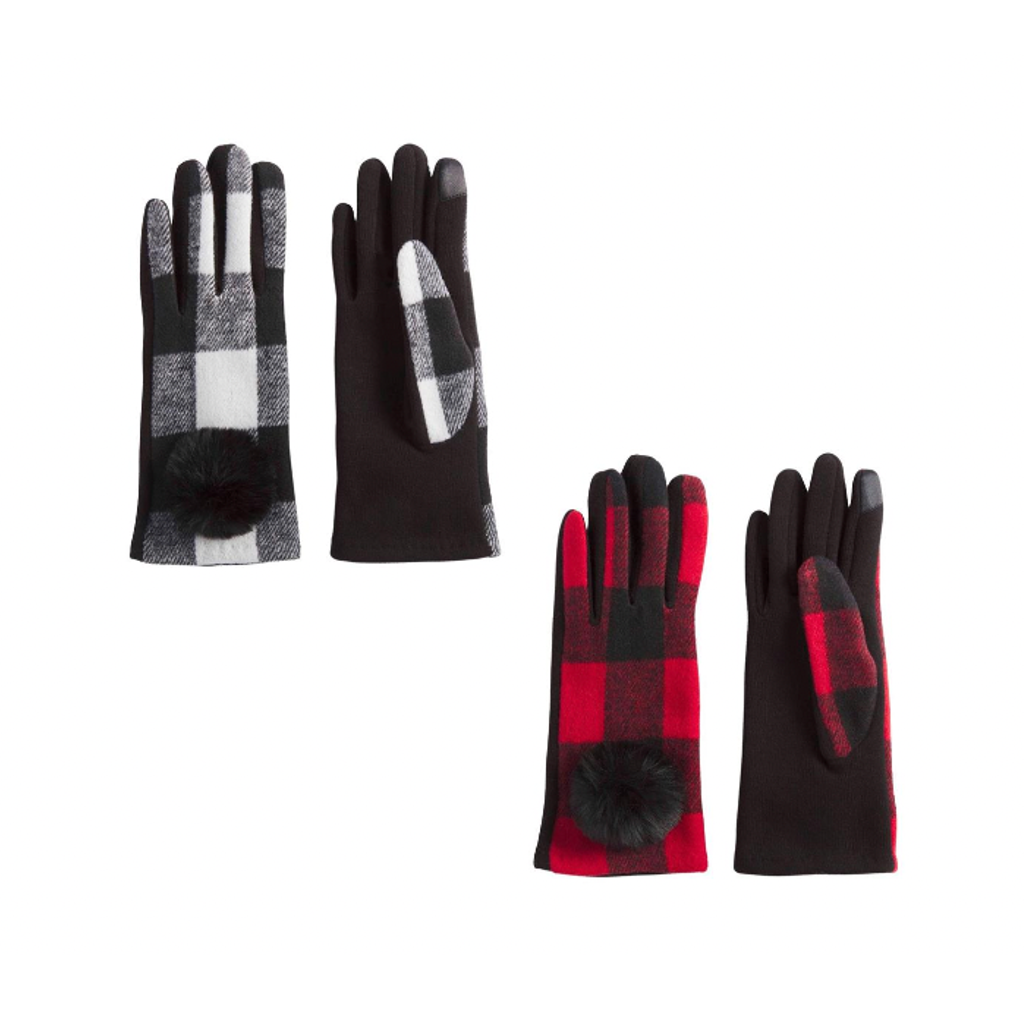 Check Poof Gloves Mud Pie Apparel & Accessories - Winter - Adult - Gloves & Mittens