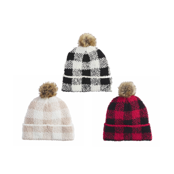 Check Chenille Beanie Mud Pie Apparel & Accessories - Winter - Adult - Hats