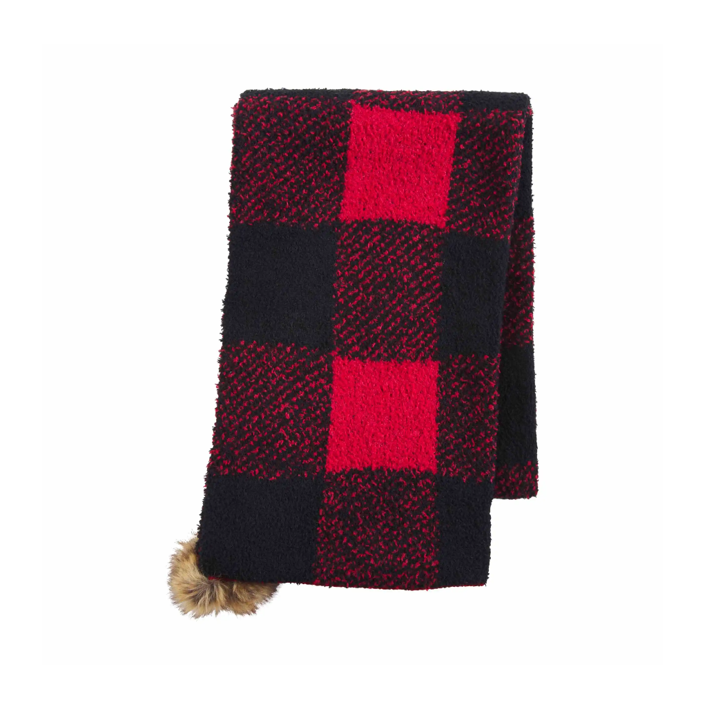 RED/BLACK Check Chenille Scarf Mud Pie Apparel & Accessories - Winter - Adult - Scarves & Wraps