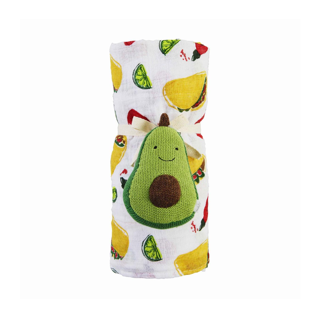 Swaddle &amp; Rattle Set - Taco Mud Pie Baby & Toddler - Swaddles & Baby Blankets