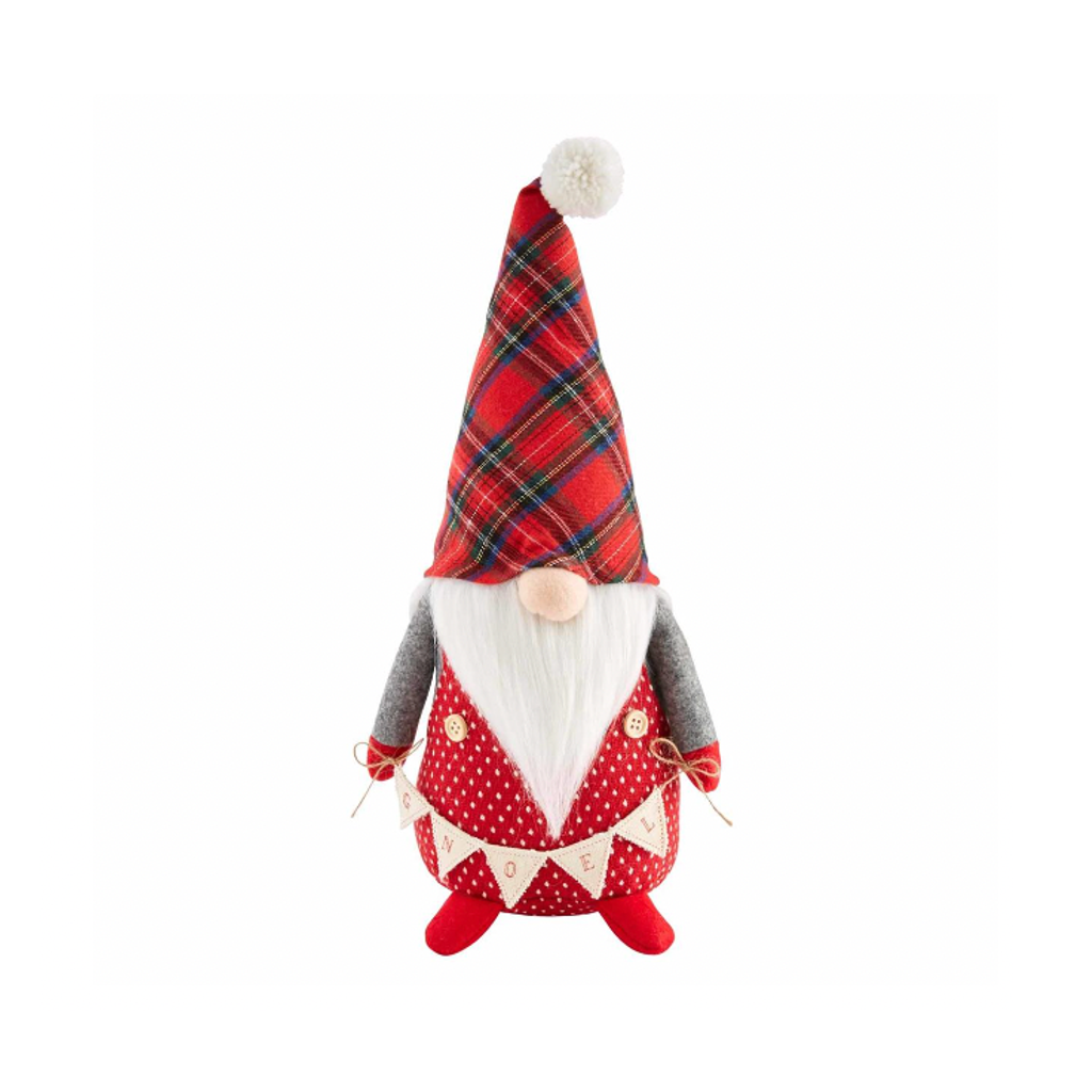 LARGE - RED PLAID HAT Gnome Sitter - Large Mud Pie Holiday - Home