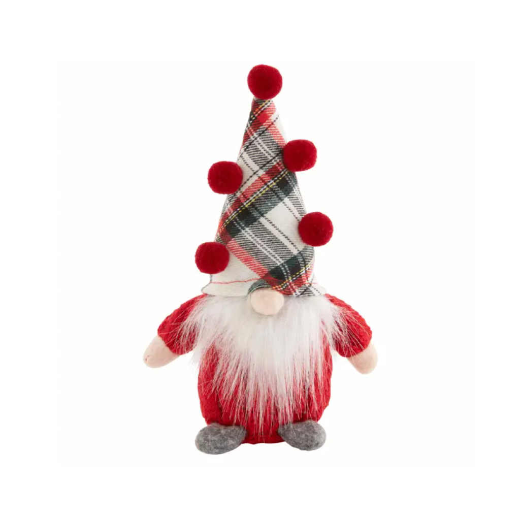 WHITE PLAID HAT Small Sitter Gnome Mud Pie Holiday - Home