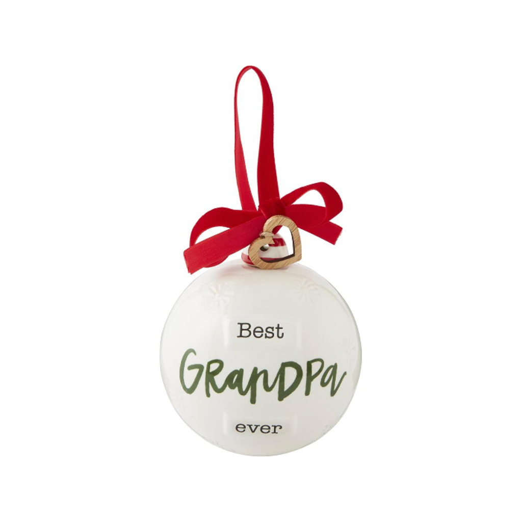BEST GRANDPA Sentiment Ball Ornament Mud Pie Holiday - Ornaments
