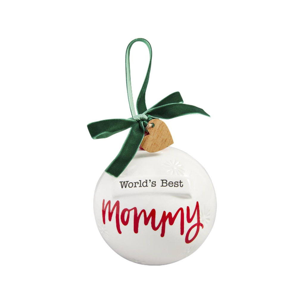 BEST MOMMY Sentiment Ball Ornament Mud Pie Holiday - Ornaments
