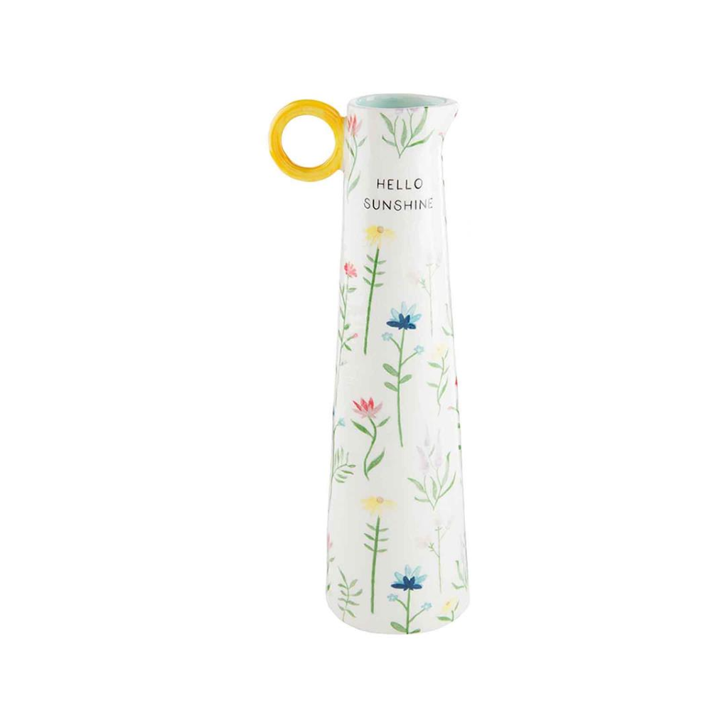 LARGE / HELLO SUNSHINE Skinny Floral Vase Mud Pie Home - Garden - Vases & Planters