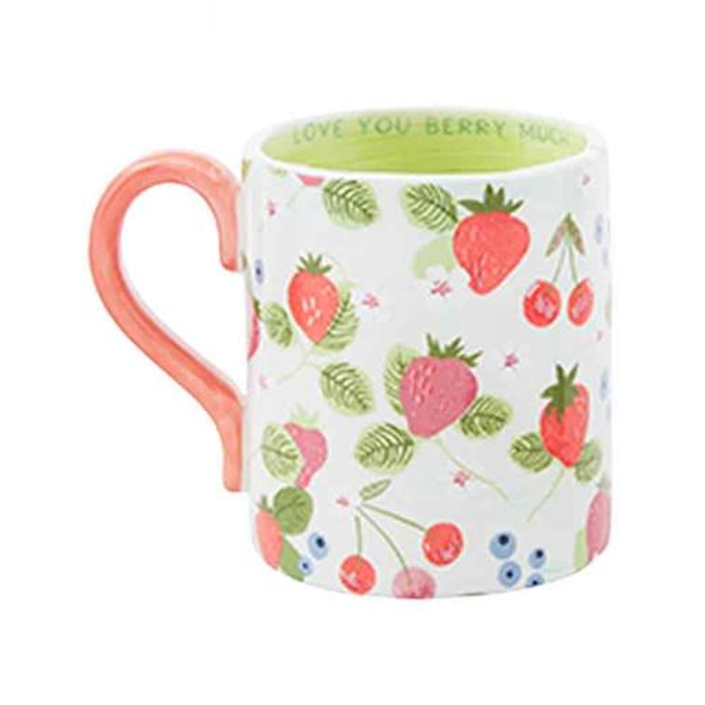 STRAWBERRY LOVE YOU BERRY MUCH Floral Mug Mud Pie Home - Mugs & Glasses