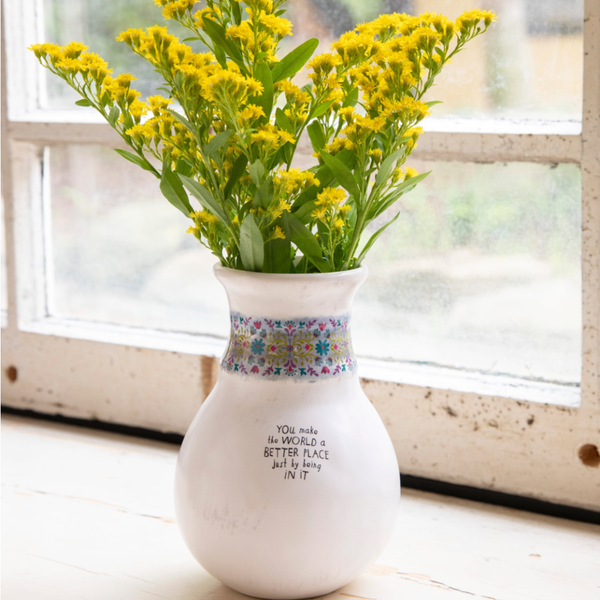 You Make the World Better Catalina Ceramic Bouquet Vase Natural Life Home - Garden - Vases & Planters