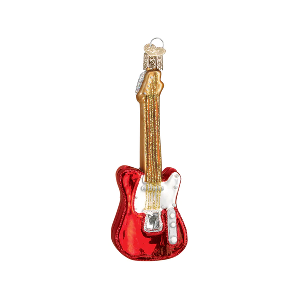 Red Electric Guitar Ornament Old World Christmas Holiday - Ornaments