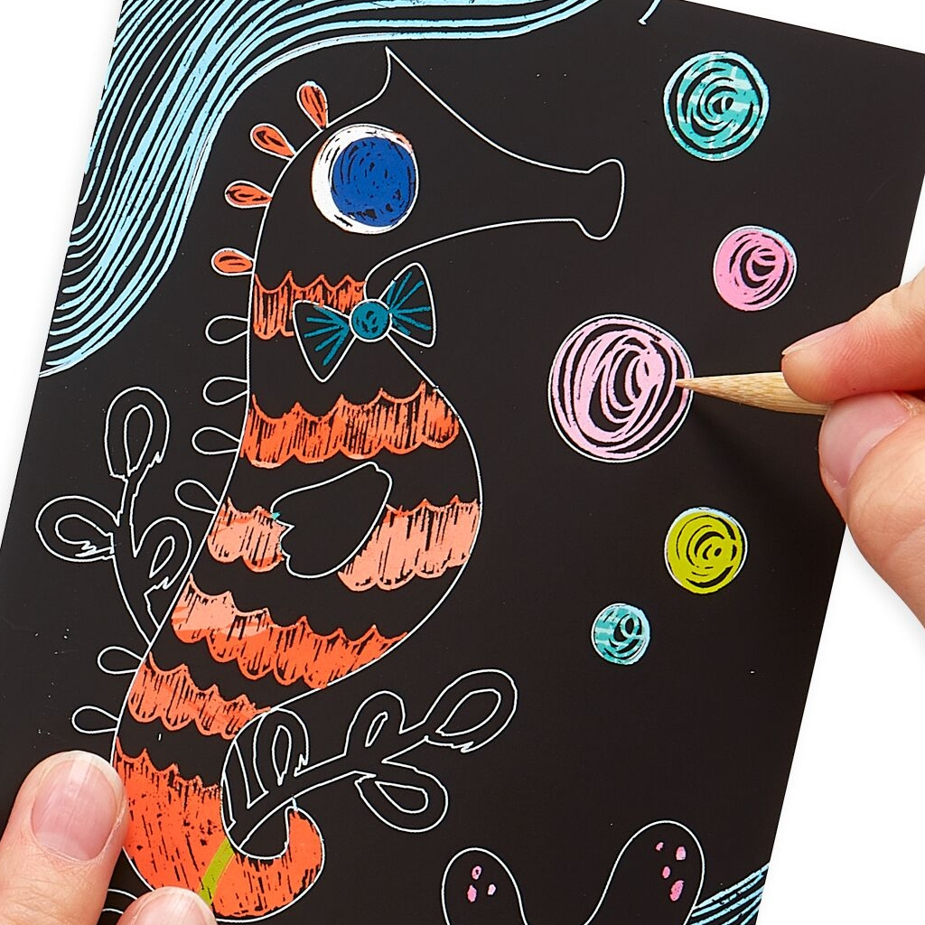 Scratch and Shine Foil Scratch Art Kit - Geometric Animals - OOLY