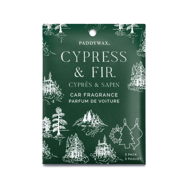Holiday Car Fragrance 3 Pack - Cypress & Fir Paddywax Home - Candles - Specialty