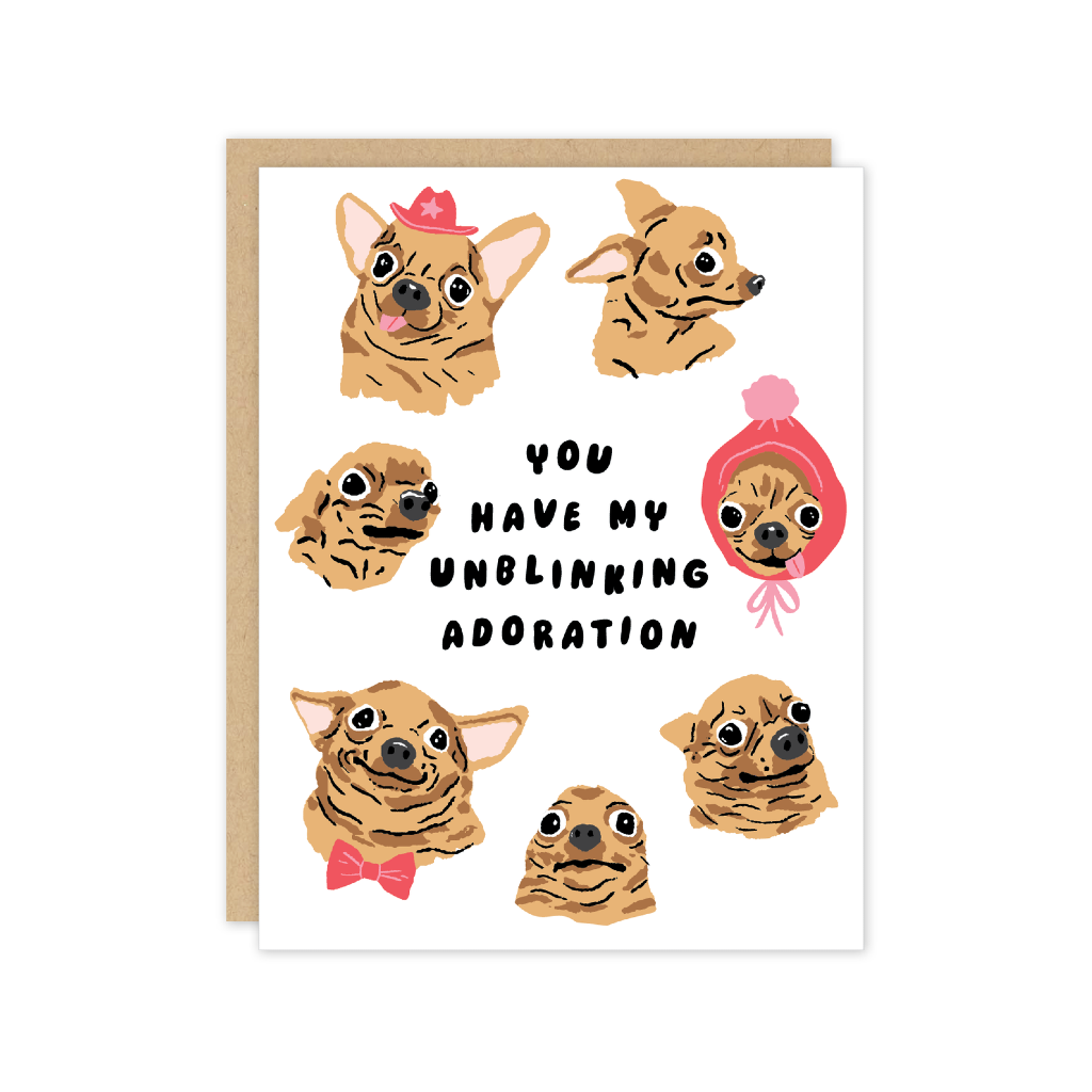 Unblinking Dog Chihuahua Blank Card Party of One Cards - Any Occasion