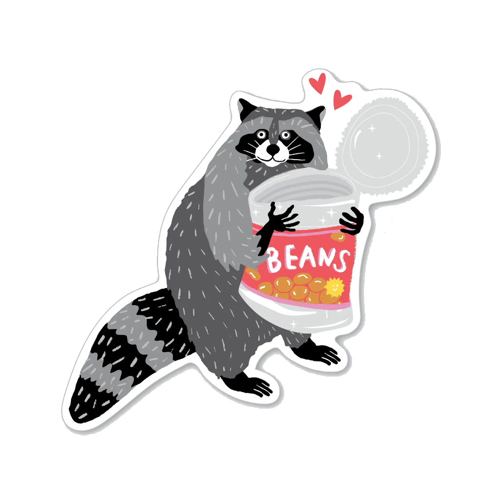 Beans Raccoon Sticker. Party of One Impulse - Decorative Stickers