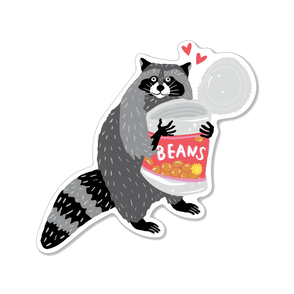 Beans Raccoon Sticker from Party of One – Urban General Store