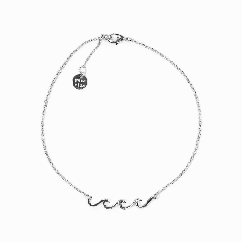 Delicate Wave Anklet - Silver Pura Vida Bracelets Jewelry - Bracelet