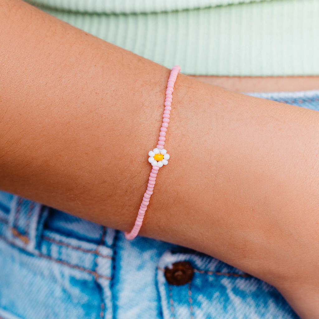 Spring Daisy Seed Bead Bracelet - Pink Pura Vida Bracelets Jewelry - Bracelet