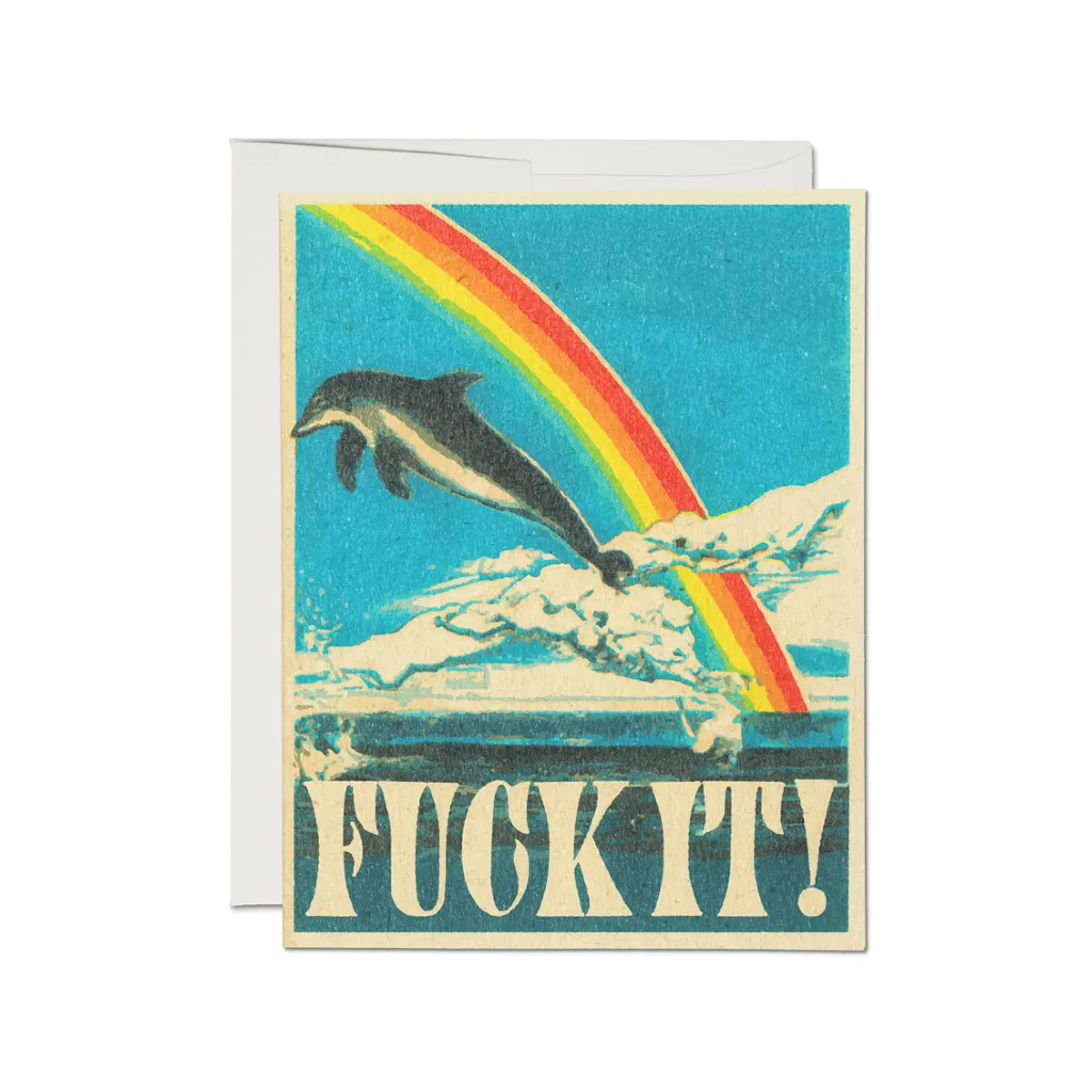 Dolphin Fuck It Blank Card Red Cap Cards Cards - Any Occasion