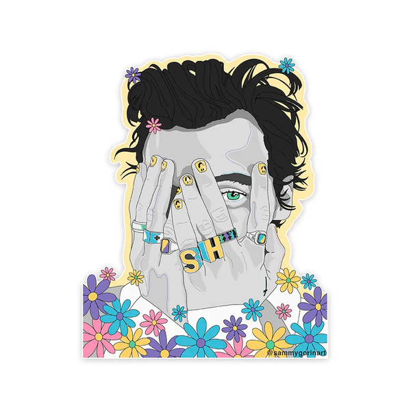 Harry Styles Black And White Flowers Sticker Sammy Gorin LLC Impulse - Decorative Stickers