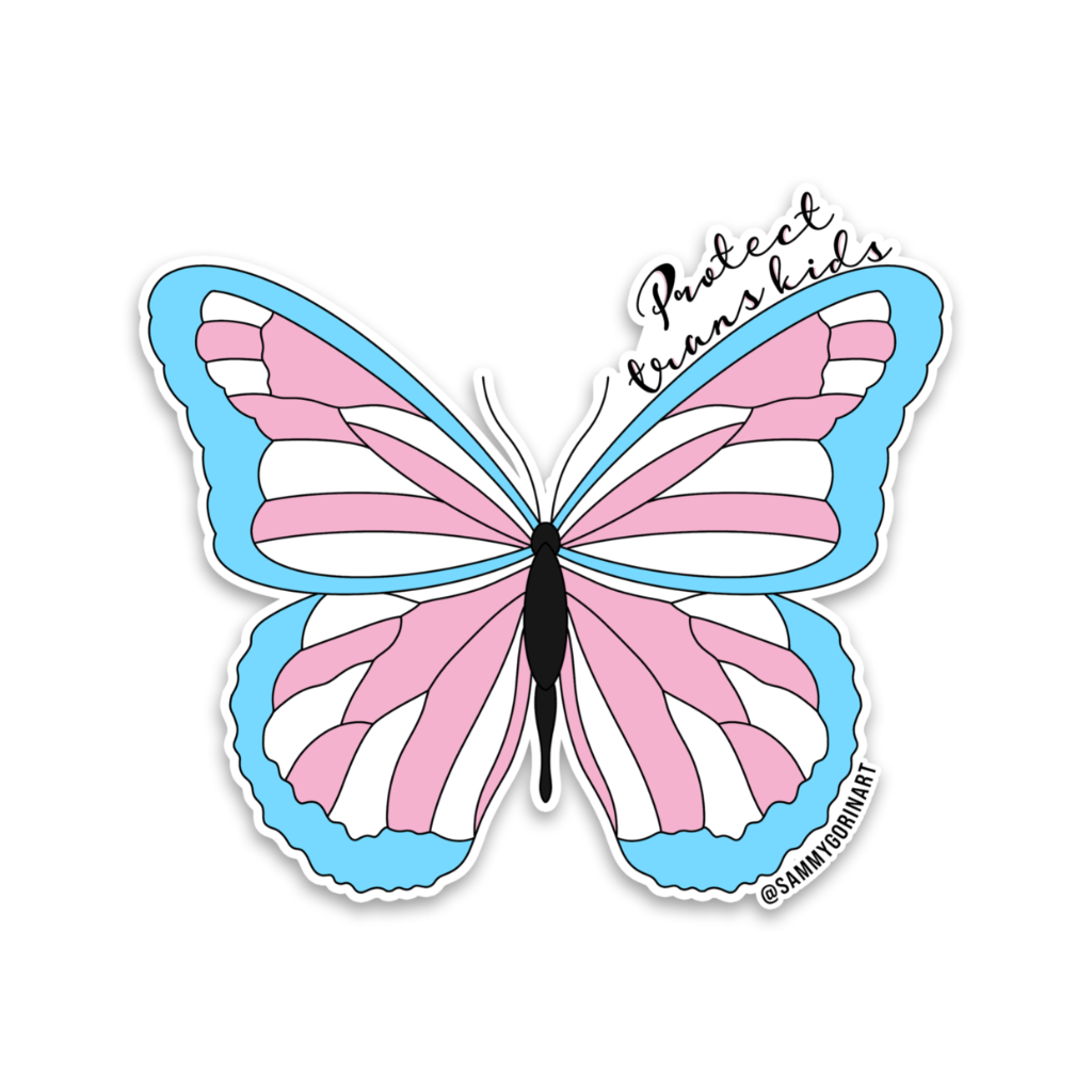 Protect Trans Kids Butterfly Sticker Sammy Gorin LLC Impulse - Decorative Stickers