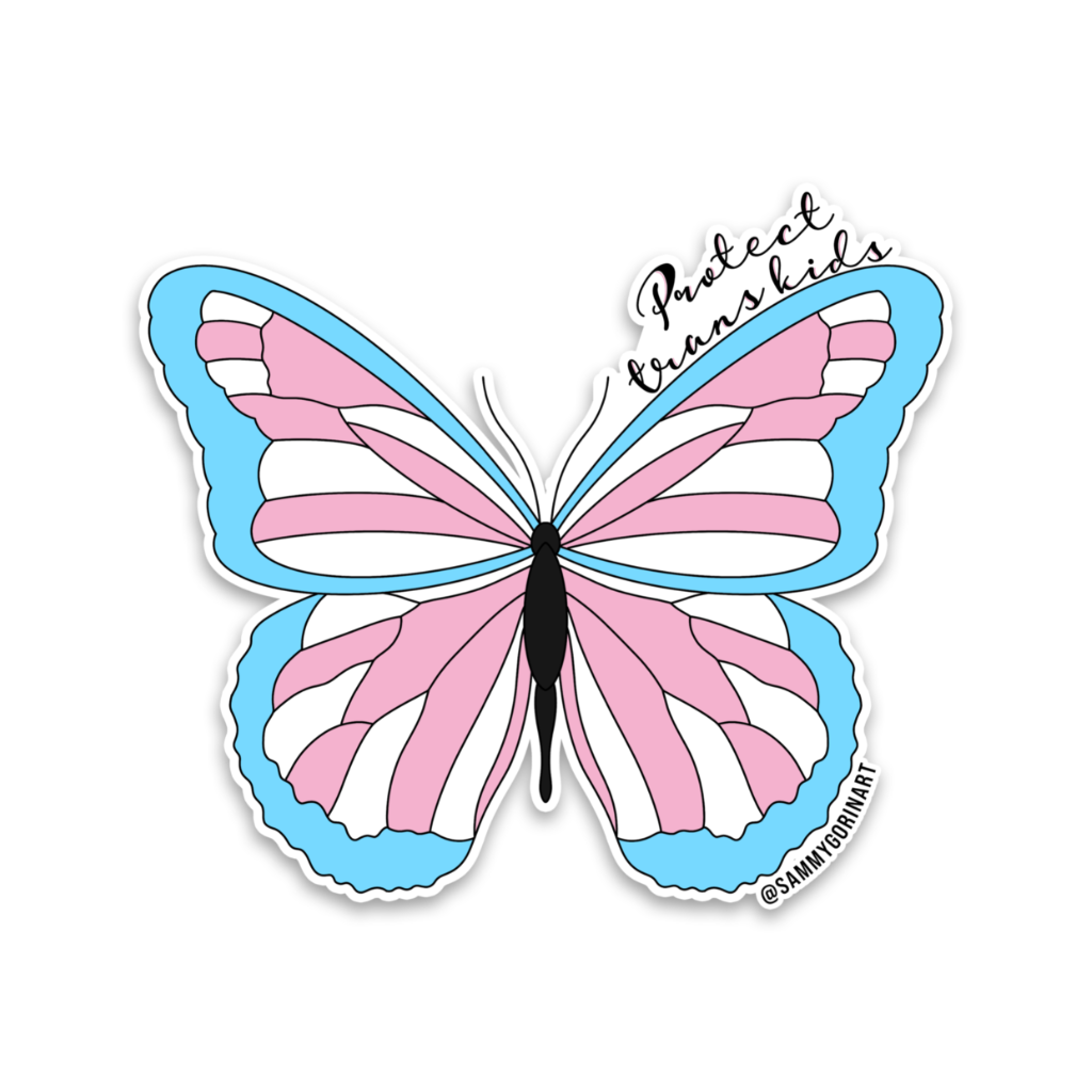 Protect Trans Kids Butterfly Sticker – Urban General Store