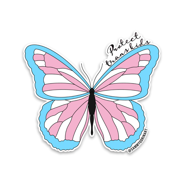 Protect Trans Kids Butterfly Sticker Sammy Gorin LLC Impulse - Decorative Stickers