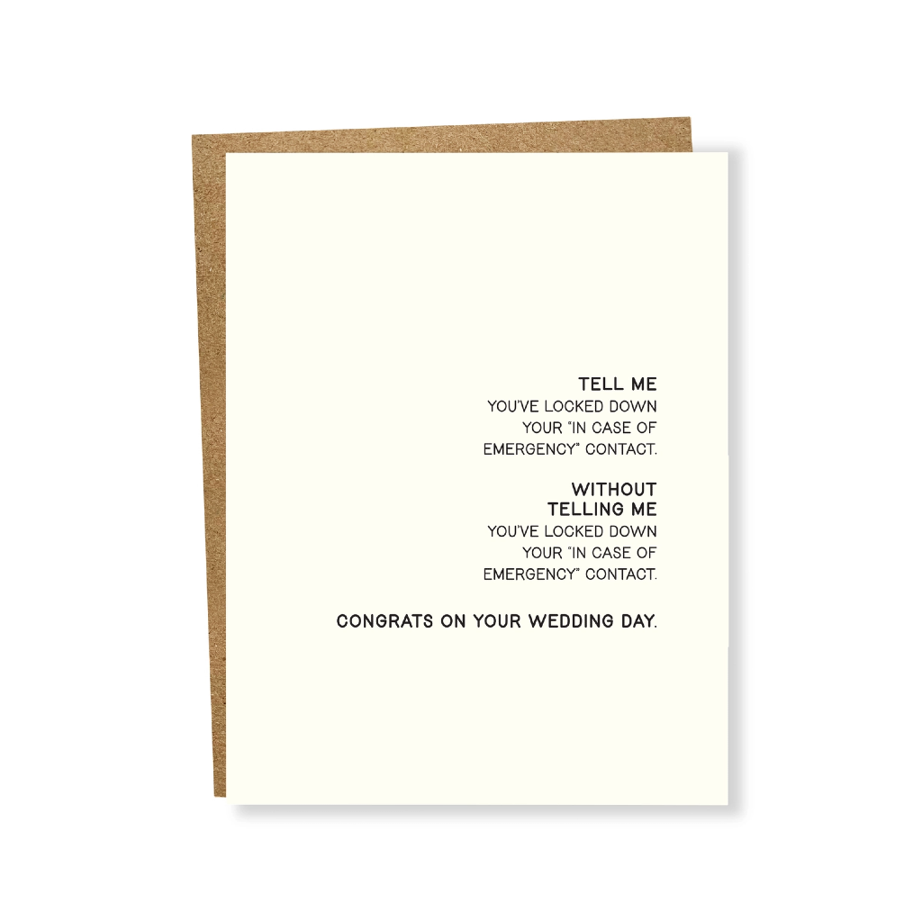 SAP CARD WEDDING EMERGENCY CONTACT Sapling Press Cards - Love - Wedding