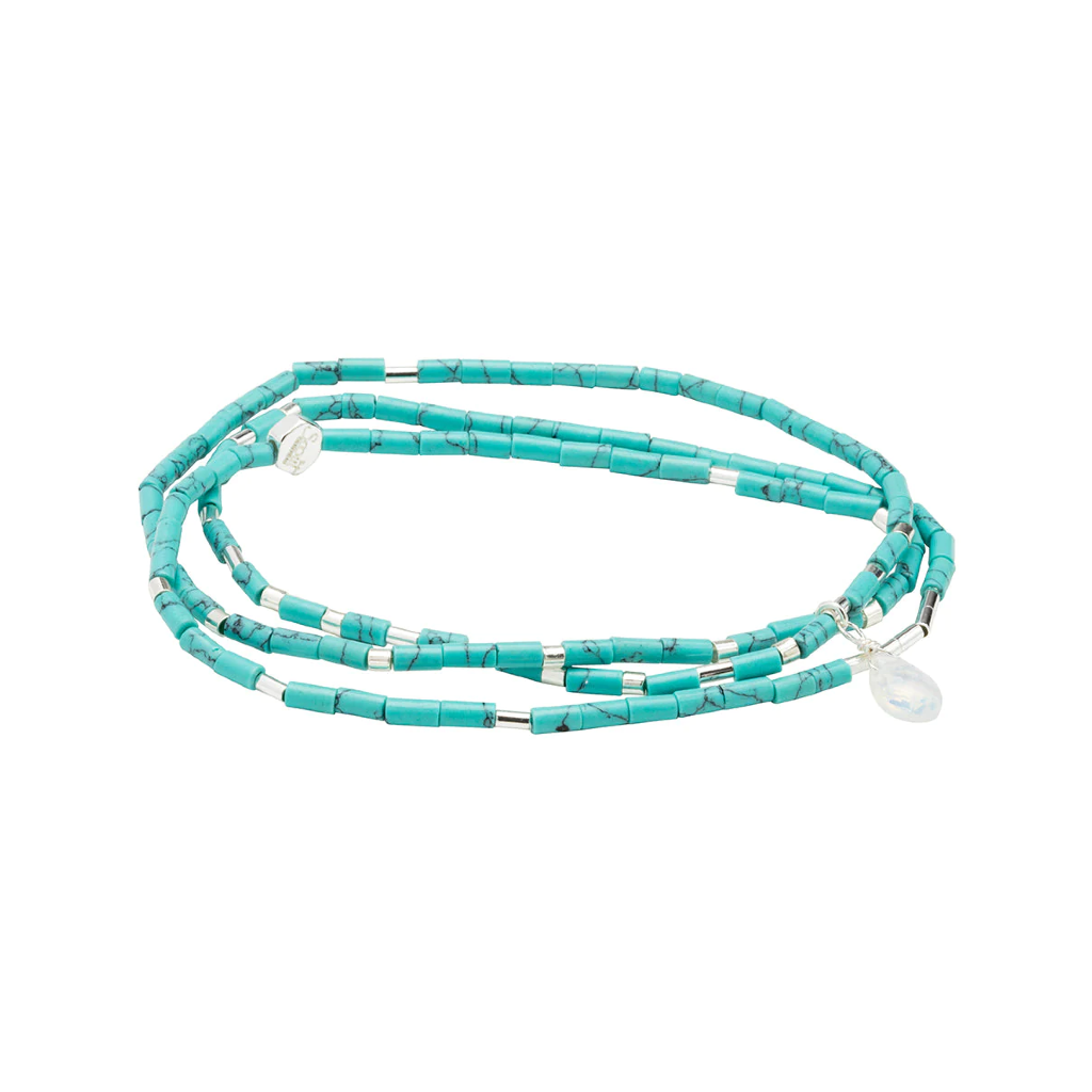 Calm (Turquoise/Silver Opalite) Stone Wrap Teardrop Bracelet Scout Curated Wears Jewelry - Bracelet