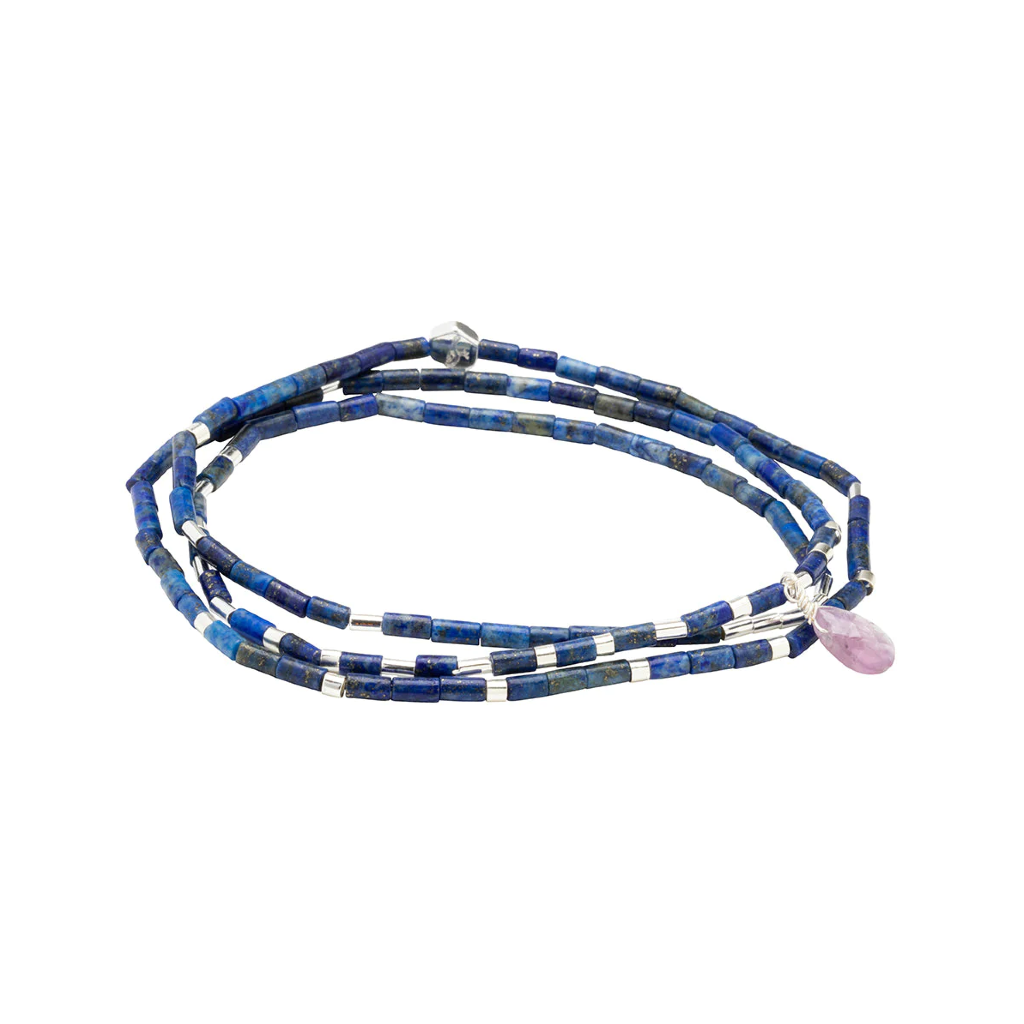Clarity (Lapis/Silver Amethyst) Stone Wrap Teardrop Bracelet Scout Curated Wears Jewelry - Bracelet